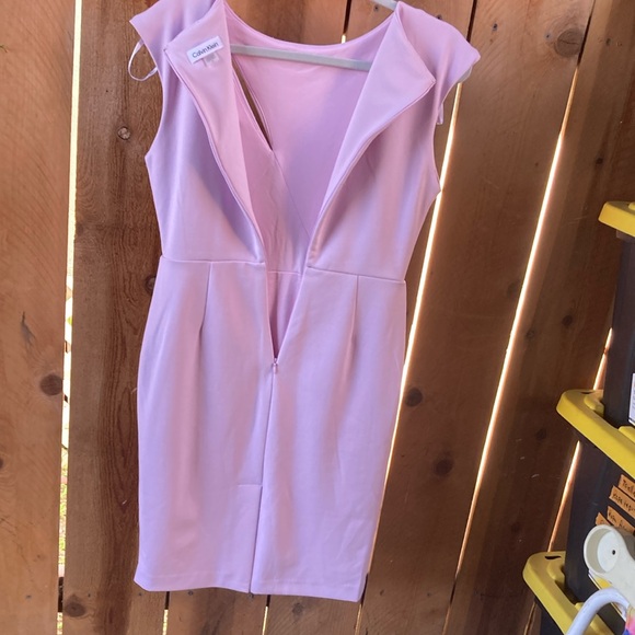 Calvin Klein pink Asymmetrical Ruched Midi Dress - Picture 7 of 13